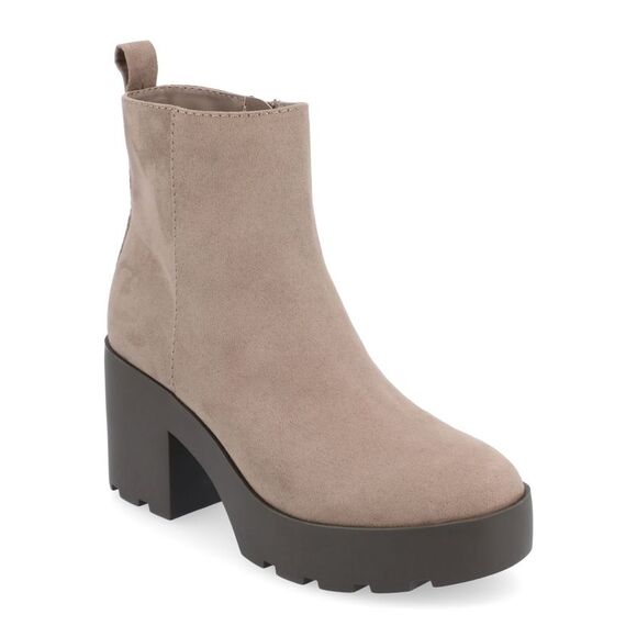 JOURNEE COLLECTION Womens Beige 1" Platform Heel Pull-Tab Cassidy Toe Booties 9 - Picture 1 of 4